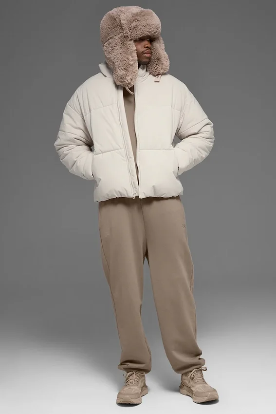 Stretch-gewebte Street-Pufferjacke – Bone