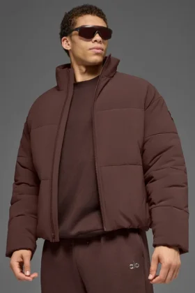 Stretch-gewebte Street-Pufferjacke – Brownstone