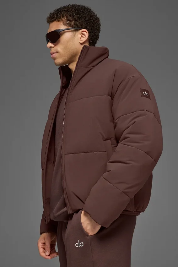 Stretch-gewebte Street-Pufferjacke – Brownstone