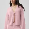 Strickjacke „New Class Tie“ aus Wolle und Kaschmir – Vintage-Rosa
