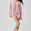 Strickjacke „New Class Tie“ aus Wolle und Kaschmir – Vintage-Rosa