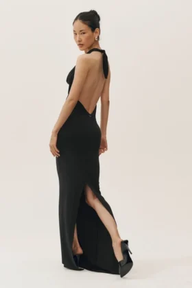 „Summer Soiree“-Maxikleid mit Neckholder – Schwarz