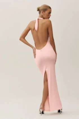 Summer Soiree Neckholder-Maxikleid – Sonnengetränktes Rosa