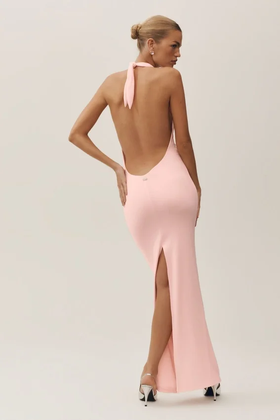 Summer Soiree Neckholder-Maxikleid – Sonnengetränktes Rosa