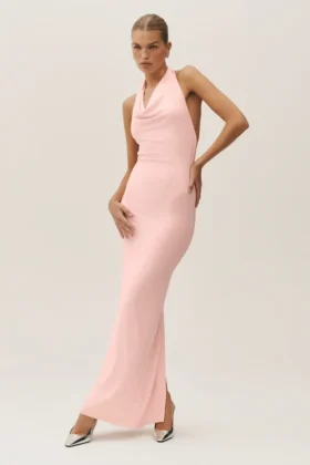 Summer Soiree Neckholder-Maxikleid – Sonnengetränktes Rosa
