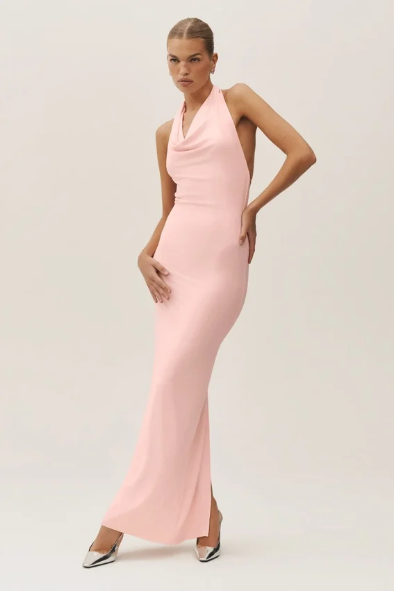Summer Soiree Neckholder-Maxikleid – Sonnengetränktes Rosa