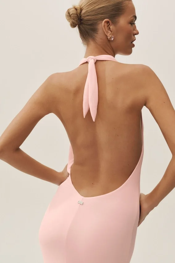 Summer Soiree Neckholder-Maxikleid – Sonnengetränktes Rosa