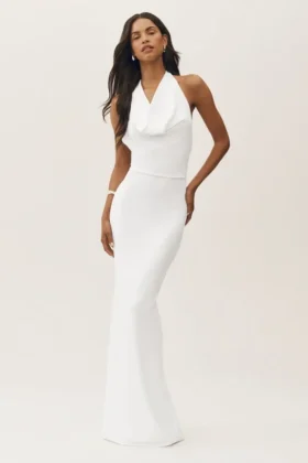 Summer Soiree Neckholder-Maxikleid – Weiß