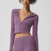 Sway-Hoodie mit durchgehendem Reißverschluss – Plum Kiss