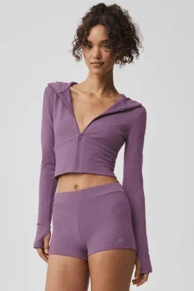 Sway-Hoodie mit durchgehendem Reißverschluss – Plum Kiss