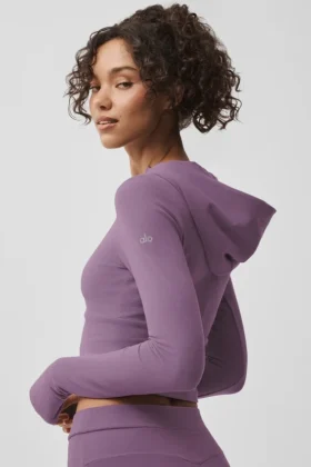 Sway-Hoodie mit durchgehendem Reißverschluss – Plum Kiss
