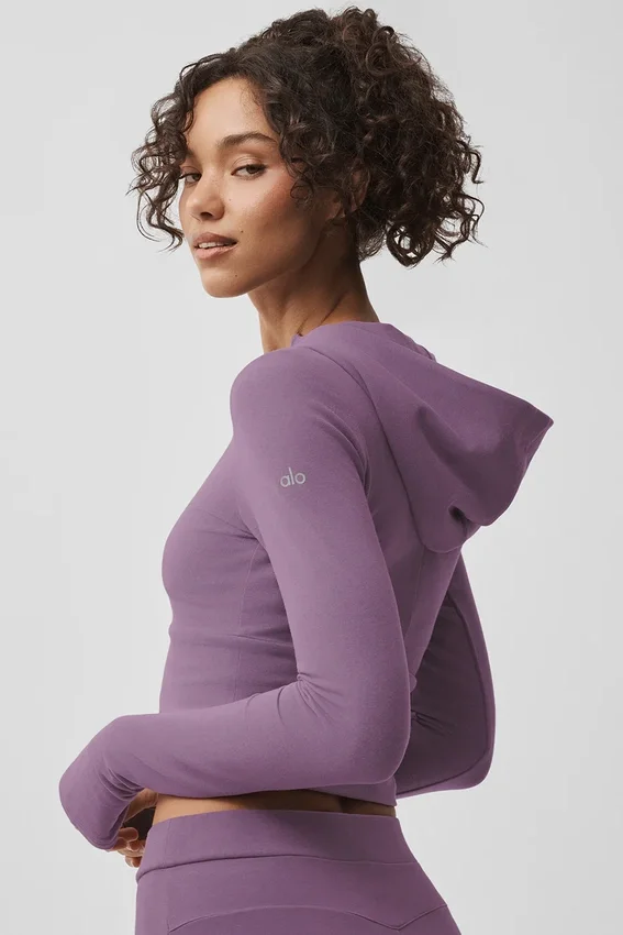 Sway-Hoodie mit durchgehendem Reißverschluss – Plum Kiss