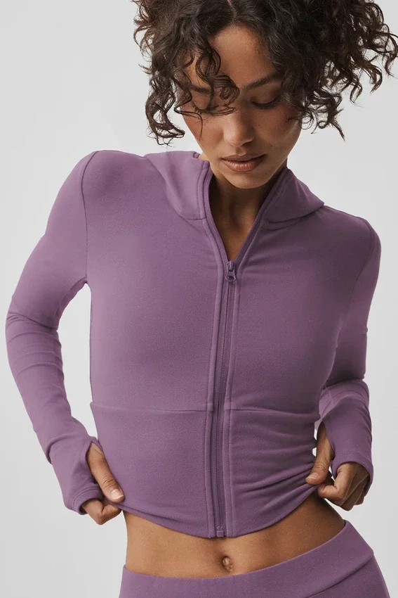 Sway-Hoodie mit durchgehendem Reißverschluss – Plum Kiss