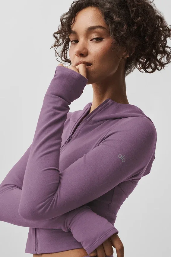 Sway-Hoodie mit durchgehendem Reißverschluss – Plum Kiss