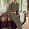 Sway Jogginghose mit ausgestelltem Bein – Olive Tree