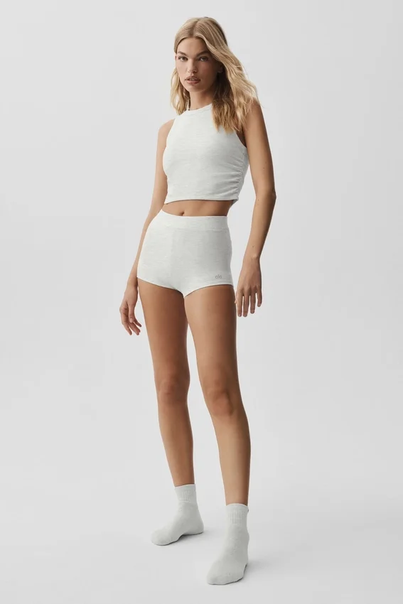 Sway My Way Micro-Shorts – Weiß meliert