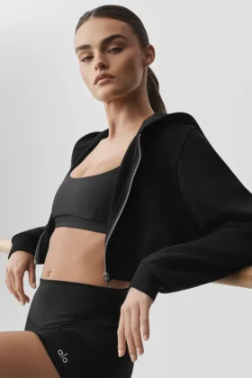 Sweet Escape Hoodie mit Reißverschluss – Schwarz