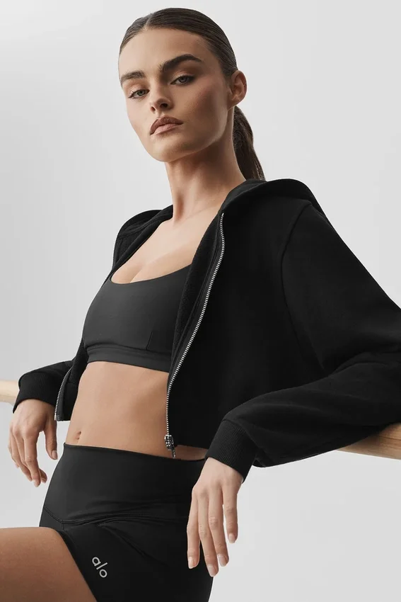 Sweet Escape Hoodie mit Reißverschluss – Schwarz
