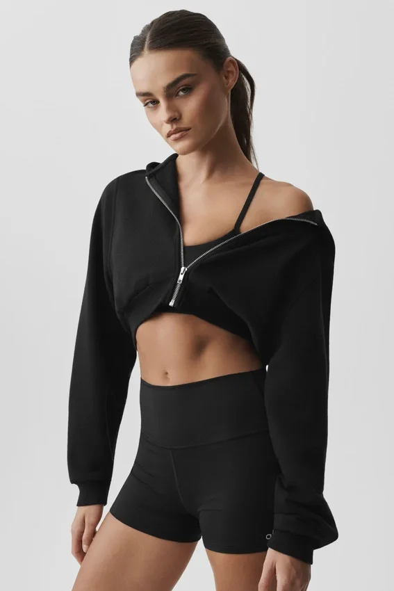 Sweet Escape Hoodie mit Reißverschluss – Schwarz