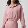 Sweet Escape Hoodie mit Reißverschluss – Vintage-Pink
