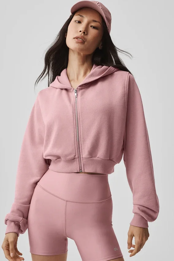 Sweet Escape Hoodie mit Reißverschluss – Vintage-Pink