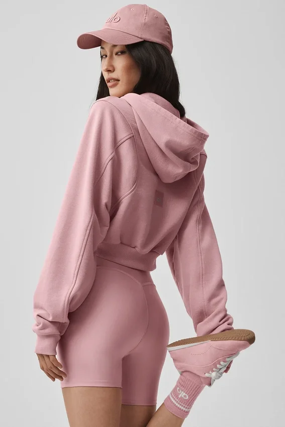Sweet Escape Hoodie mit Reißverschluss – Vintage-Pink