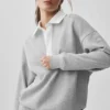 Take It Easy Langarmshirt-Henley-Pullover – Athletic Heather Grey/Weiß