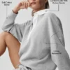 Take It Easy Langarmshirt-Henley-Pullover – Athletic Heather Grey/Weiß