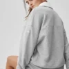 Take It Easy Langarmshirt-Henley-Pullover – Athletic Heather Grey/Weiß