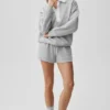 Take It Easy Langarmshirt-Henley-Pullover – Athletic Heather Grey/Weiß