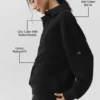 „Take It Easy“ Langarmshirt-Henley-Pullover – Schwarz