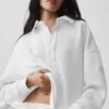 Take It Easy Langarmshirt-Henley-Pullover – Weiß