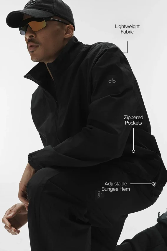 Takeaway Track Jacke mit durchgehendem Reißverschluss – Schwarz