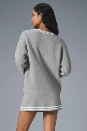 Tennis Club Pullover – Athletic Heather Grey/Weiß