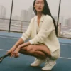 Tennis Club Pullover – Haferfarben/Weiß