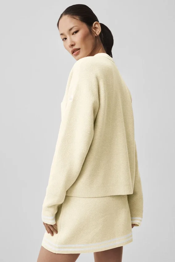 Tennis Club Pullover – Haferfarben/Weiß
