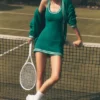 Tennis-Club-Pullover-Kleid – Emerald Isle/Elfenbein