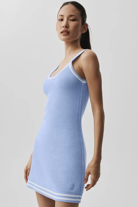 Tennis-Club-Pullover-Kleid – Hellprovenceblau/Weiß