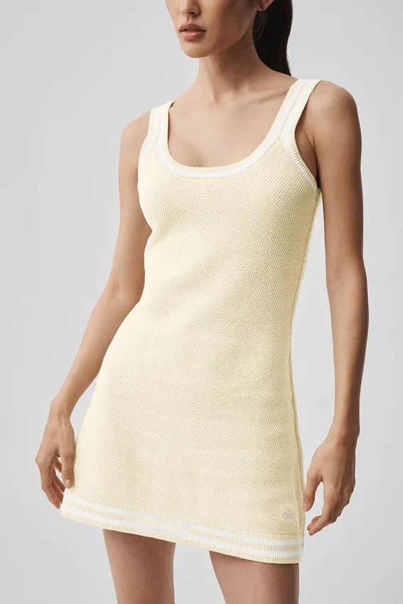 Tennis-Club-Pullover-Kleid – Oatmeal/Weiß