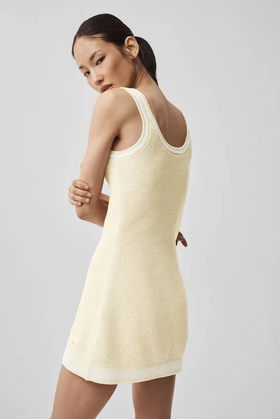 Tennis-Club-Pullover-Kleid – Oatmeal/Weiß