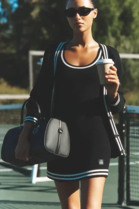 Tennis-Club-Pullover-Kleid – Schwarz/Elfenbein