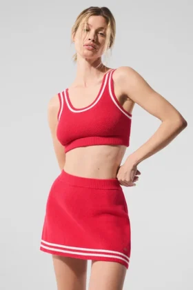 Tennis Club Pullover Knit BH – Candy Red/Weiß