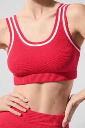 Tennis Club Pullover Knit BH – Candy Red/Weiß
