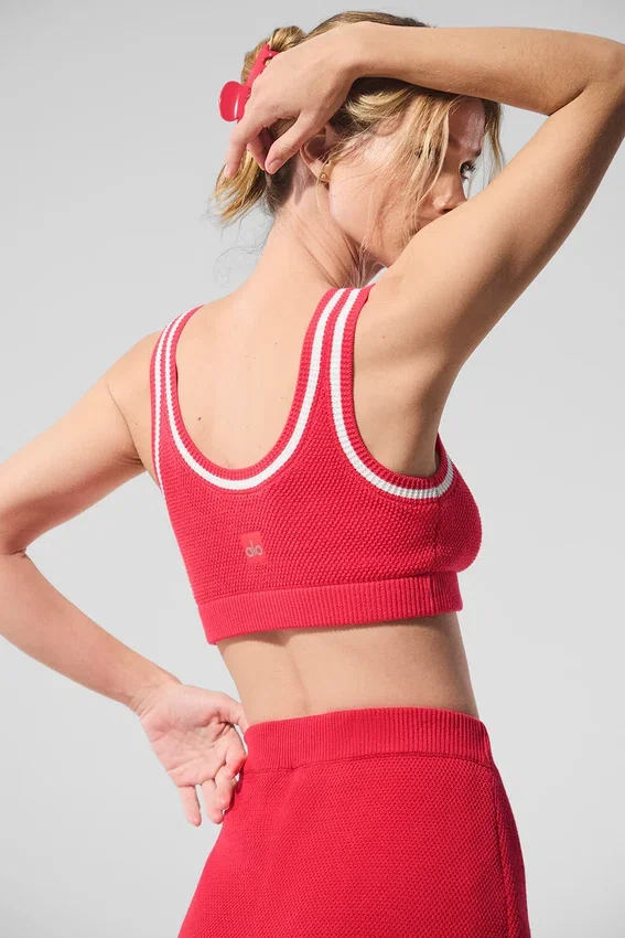 Tennis Club Pullover Knit BH – Candy Red/Weiß