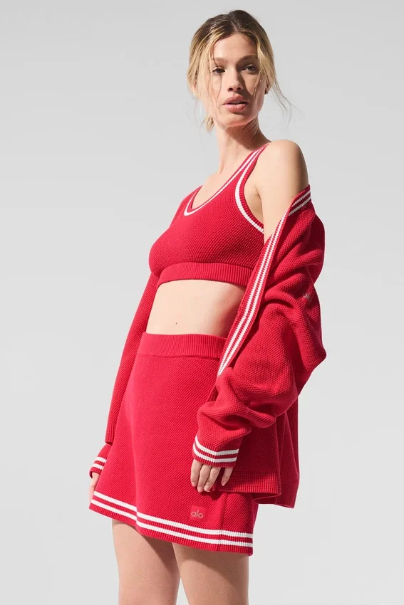 Tennis Club Pullover Knit BH – Candy Red/Weiß