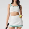 Tennis Club Pullover Knit BH – Weiß/Fichtengrün