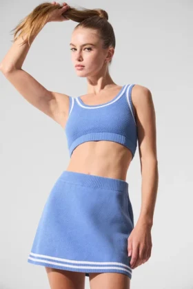 Tennis Club Pullover Knit Bra – Kristallklares Blau/Weiß
