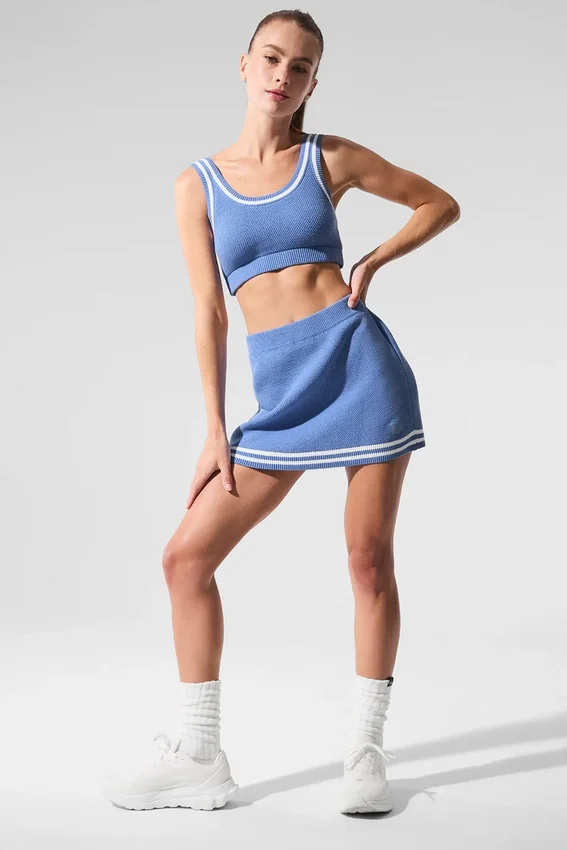 Tennis Club Pullover Knit Bra – Kristallklares Blau/Weiß