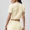 Tennis Club Pullover Knit Cropped Polo – Oatmeal/Weiß
