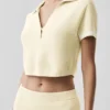 Tennis Club Pullover Knit Cropped Polo – Oatmeal/Weiß